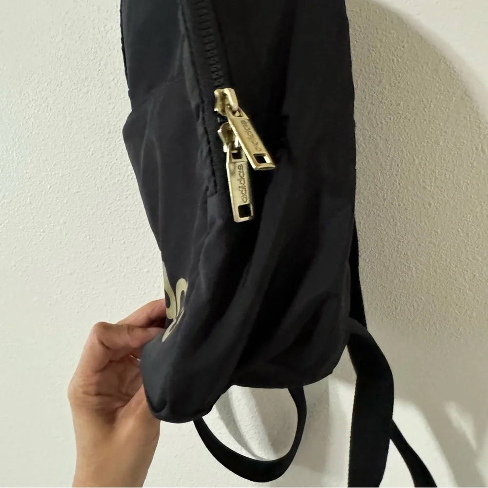 Adidas Mini Backpack Black Gold-8x10.5”x4” - Picture 4 of 10